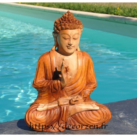 Statue de Buddha en bois de teck