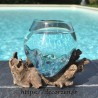Un merveilleux petit bol à cocktail ou vase en verre soufflé sur du bois flotté VS211.599H