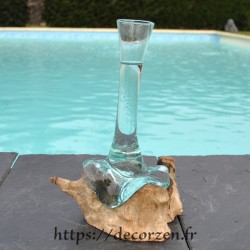 Soliflore  XL en verre recyclé  fondu puis soufflé en fusion sur du bois et le verre se sort pour le laver