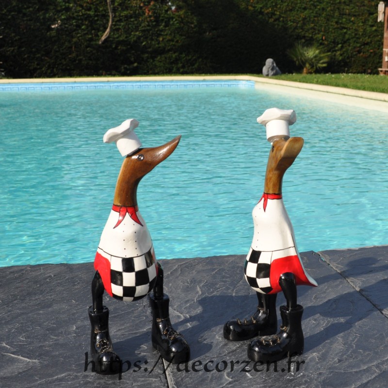 Canard humoristique cuisinier en bois fait main
