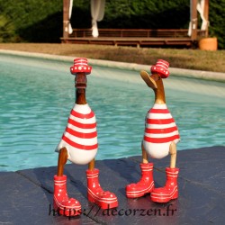 Crazy canard en bois de teck et bambou