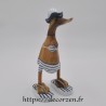 Grand canard humoristique en bikini et tongs en bois sculpté CB211.001