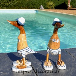 Crazy canard en bois de teck et bambou