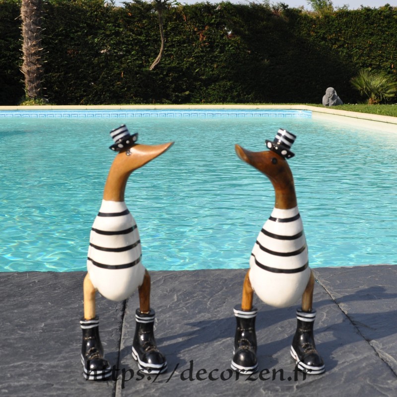 Canard en bois en marinière noire