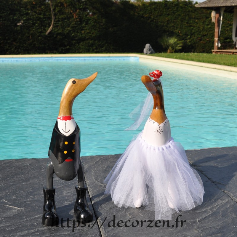 Canards en tenue de mariés
