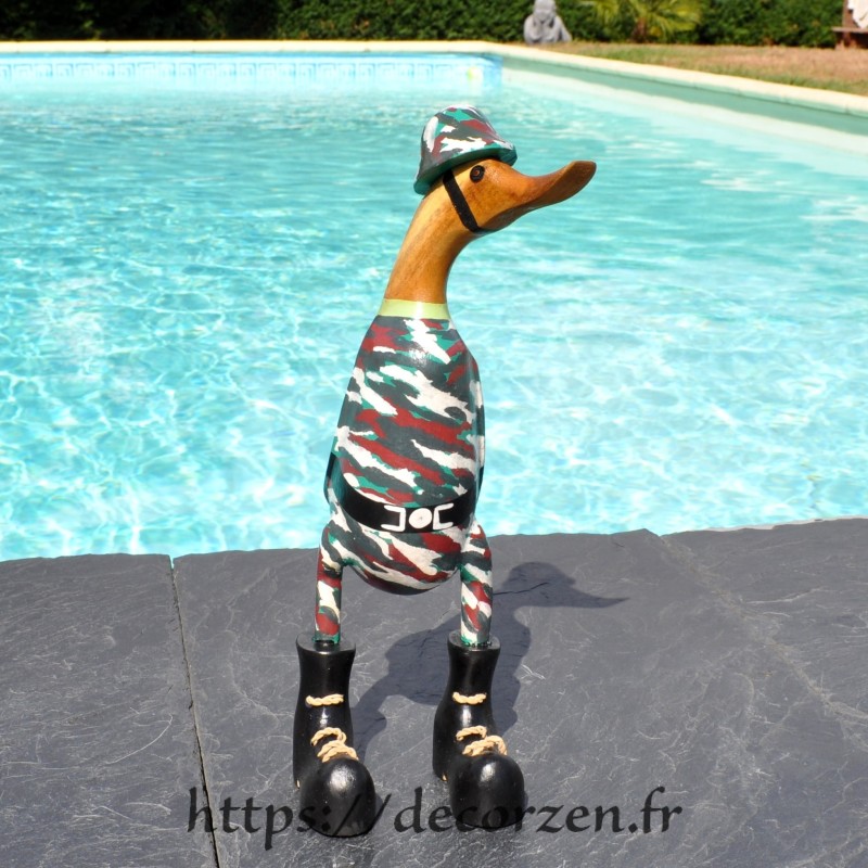 Crazy canard en bois de teck et bambou