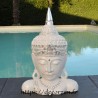 Masque de Buddha blanc et argent en bois
