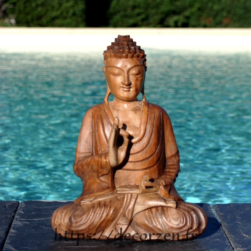 statuette de Buddha en bois de teck
