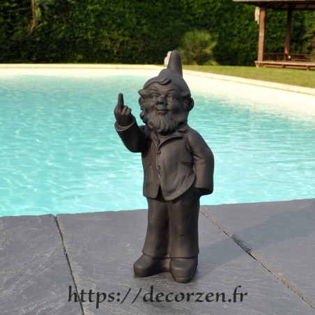 Celui-ci est un nain de jardin insolent faisant un doigt d'honneur.