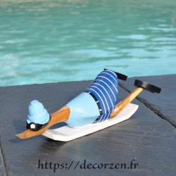 Canard surfeur en bois fait main