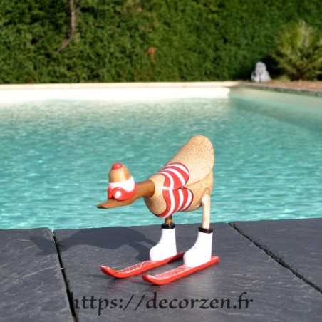 Crazy canard en bois de teck et racine de bambou