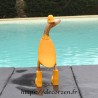 Canard rigolo en bois en cirée jaune