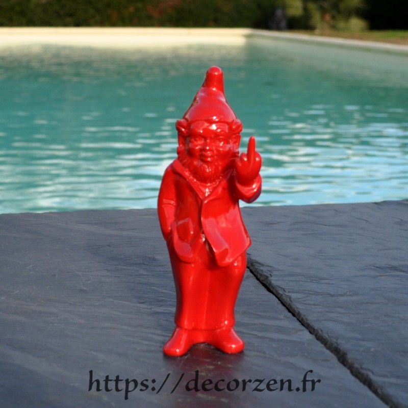 Nain de jardin doigt d'honneur Rouge 20cm