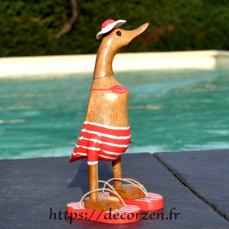 Canard rigolo en bois et bambou