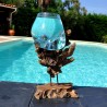 Verre recyclé soufflé en fusion sur du bois flotté, le verre est amovible pour le laver.