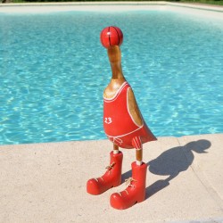 Canard en bois en basketteur