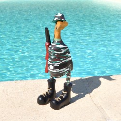 Canard humoristique chasseur  en bois