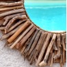 Un magnifique miroir rond  en bois flotté à l'allure sauvage