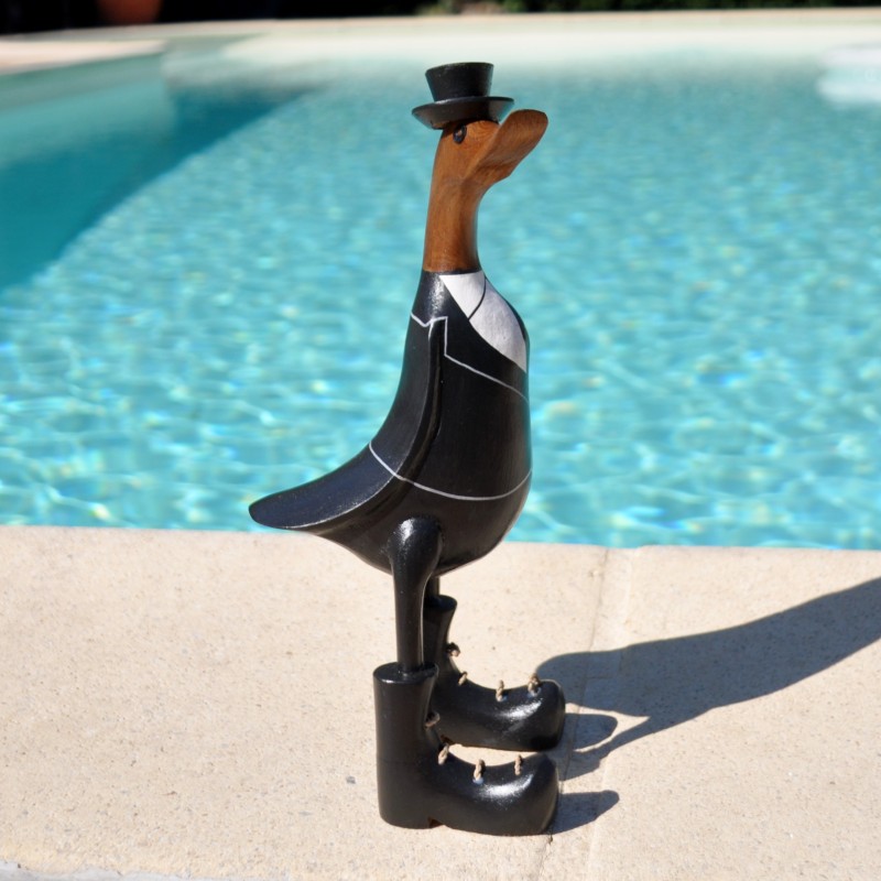 Couple de canards génial en tenue de mariés et fait et peint à la main.