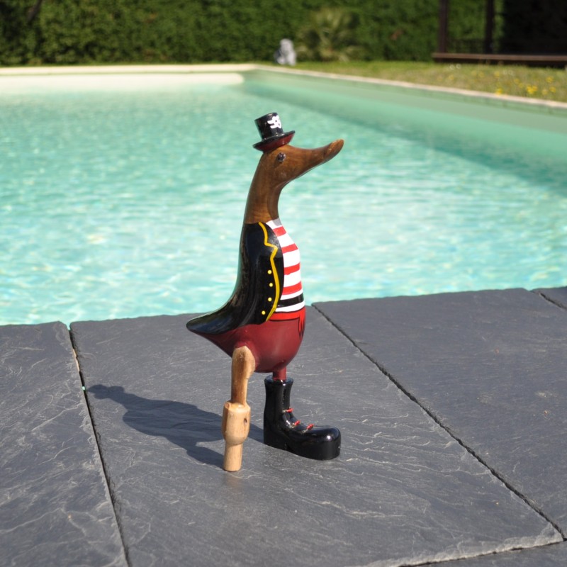 Canard en bois en pirate rouge
