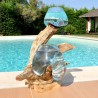 2 aquariums en verre recyclé soufflé en fusion sur du bois flotté, les verres sont amovibles