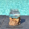 Un verre à duo en verre recyclé soufflé à la bouche en fusion sur du bois flotté, le vase est amovible pour le lavage