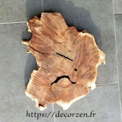 Plateau, tranche ou rondin de bois de Teck