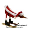Canard en bois Père Noël en ski schuss