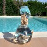 2 aquariums en verre recyclé soufflé en fusion sur du bois flotté, les verres sont amovibles