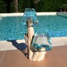 Deux aquariums en verre recyclé soufflé en fusion directement sur du bois flotté, les verres sont amovibles