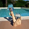 2 aquariums en verre recyclé soufflé en fusion directement sur du bois flotté, pour le lavage, les verres sont amovibles.