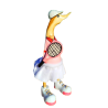Canard en bois joueuse de tennis