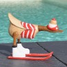 Canard rigolo en bois de teck et bambou