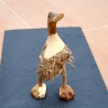 Grand canard humoristique en maillot rouge vintage, fait main en bois et bambou.