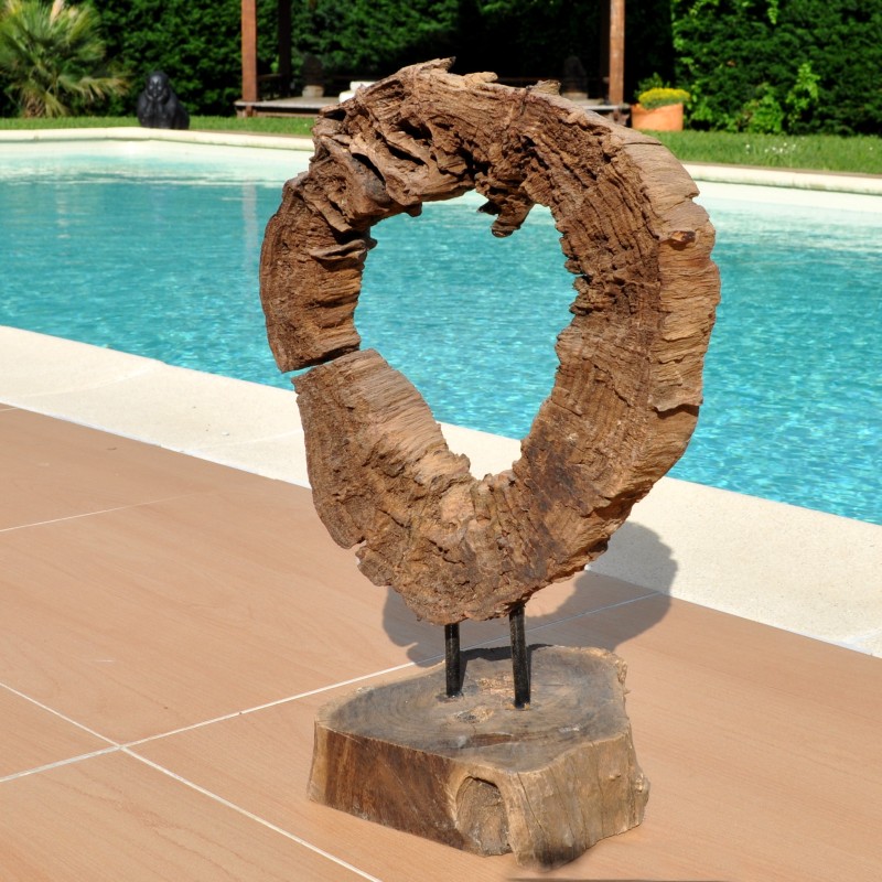 Sculpture naturelle en bois de teck