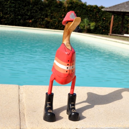 Canard pompier en bois et bambou fait main