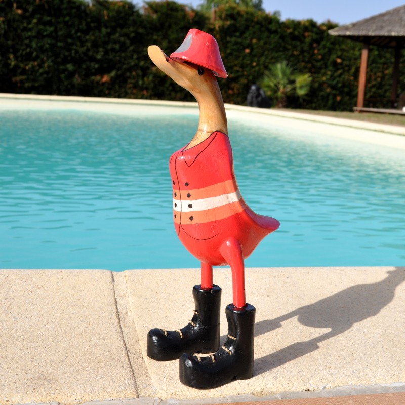 Canard pompier en bois
