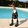 Canard en costume en bois de teck et bambou