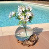 Verre recyclé soufflé et moulé sur du bois flotté