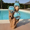 3 aquariums ou  vases en verre soufflé et moulé en fusion sur le bois, le verre est amovible