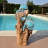 Trois aquariums ou  vases en verre soufflé et moulé en fusion sur le bois, le verre est amovible
