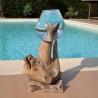 Aquarium ou bol à punch en verre soufflé sur du bois flotté de teck