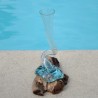 Soliflore vrillé et torsadé en verre soufflé et moulé sur du bois flotté