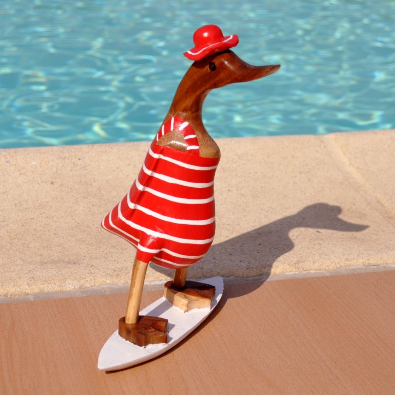 Crazy canard en bois de teck et bambou