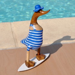 Crazy canard en bois de teck et racine de bambou