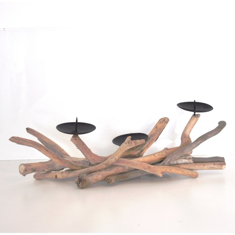 Bougeoir en bois flotté