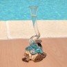 Soliflore vrillé et torsadé en verre soufflé et moulé sur du bois flotté
