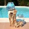 Deux aquariums en verre recyclé soufflé en fusion directement sur du bois flotté, pour le lavage, les verres sont amovibles.