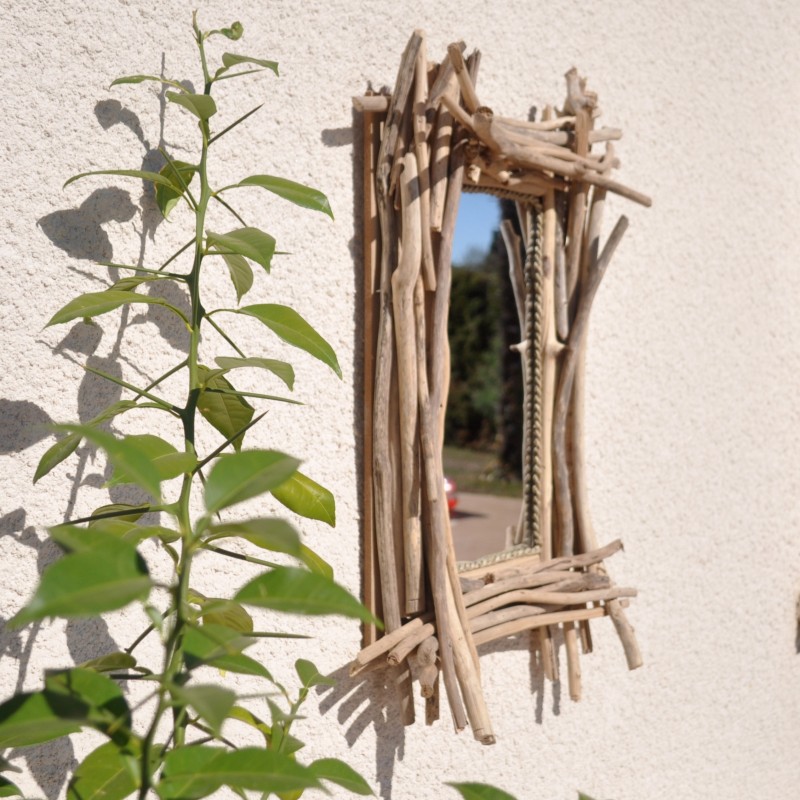 Miroir rectangulaire en bois flotté