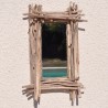 Miroir rectangulaire en bois flotté et cordelette